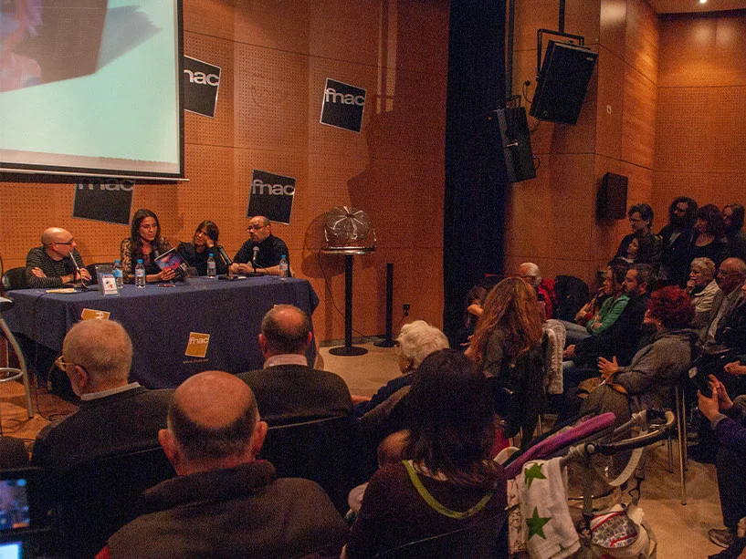Presentación Live is life en Fnac Triangle. Pedro Blázquez, Raquel Calvo, Lídia Pujol y Hernán Migoya (23/03/2013)