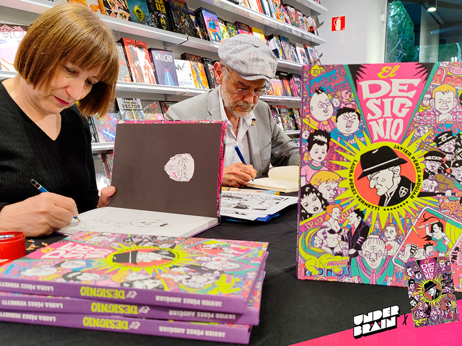 Firmas de los cómics por sus autores Laura Pérez Vernetti y Javier Pérez Andújar