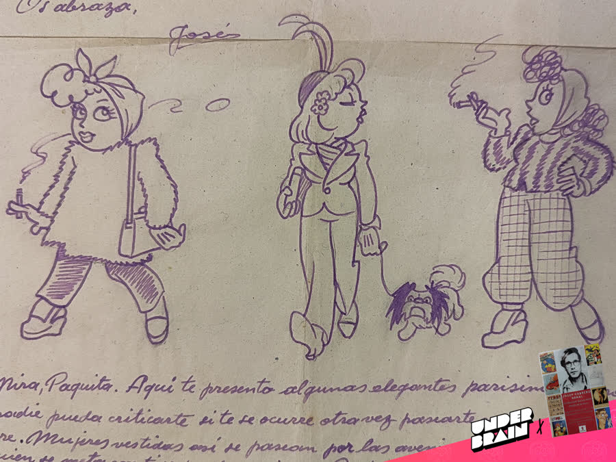 Carta de Josep Cabrero Arnal con dibujos de la moda de París