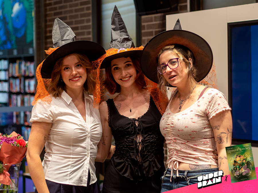 Judit Mallol, Laia López y Alena Pons en la presentación «Royalty Witches 3»